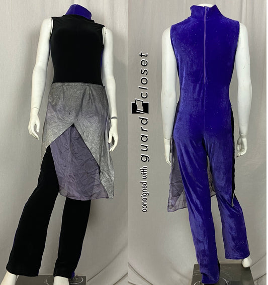 7 black purple uniforms with gray apron