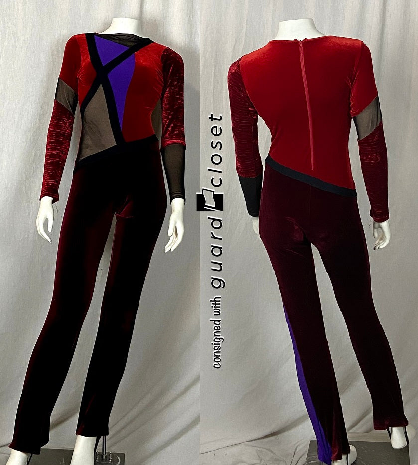13 Red/maroon/purple/black Unitards