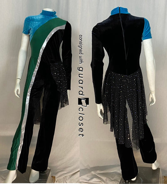 28 Female + 1 Male black silver green aqua short sleeve unitards Creative Costuming & Designs