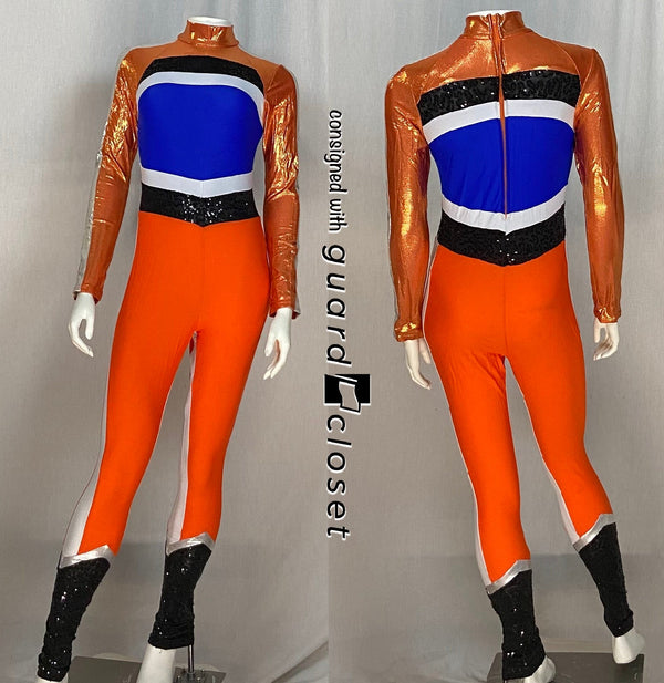 27 Female + 1 Male orange blue black white superhero Band Shoppe uniforms