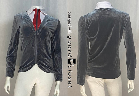 7 Gray "tuxedo" Zip Up Tops With Red "tie"