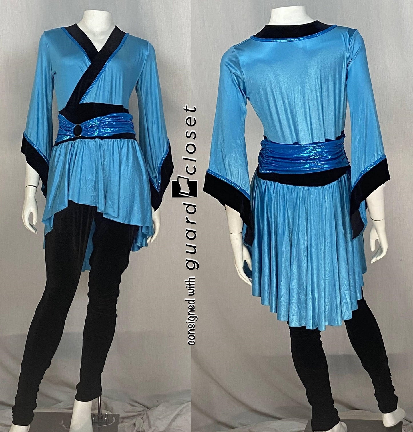 11 Teal Black Kimono Skirted Unitards + 2 Male Tops/1 Pants