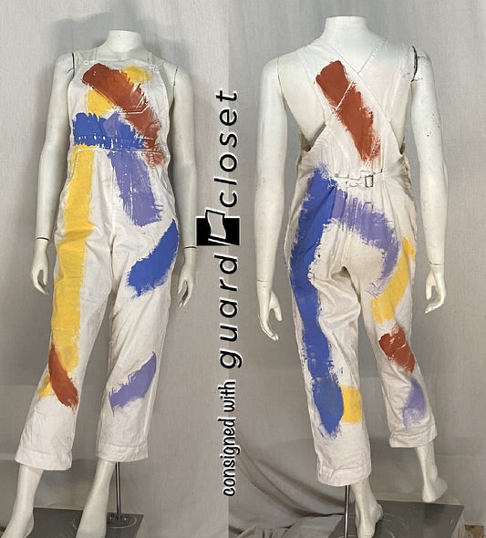 12 White Multicolor Painters Overalls