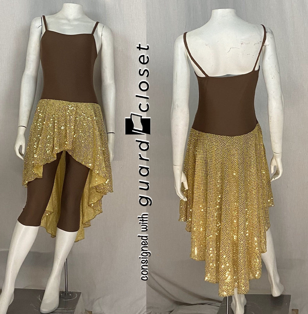 18 Brown/gold Skirted Unitards