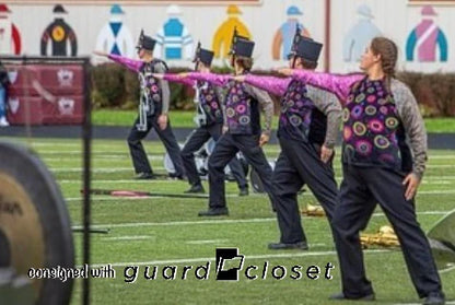 87 Hot Pink Black Silver Circle Motif Vivace Performance Tops + 46 Shako Wraps