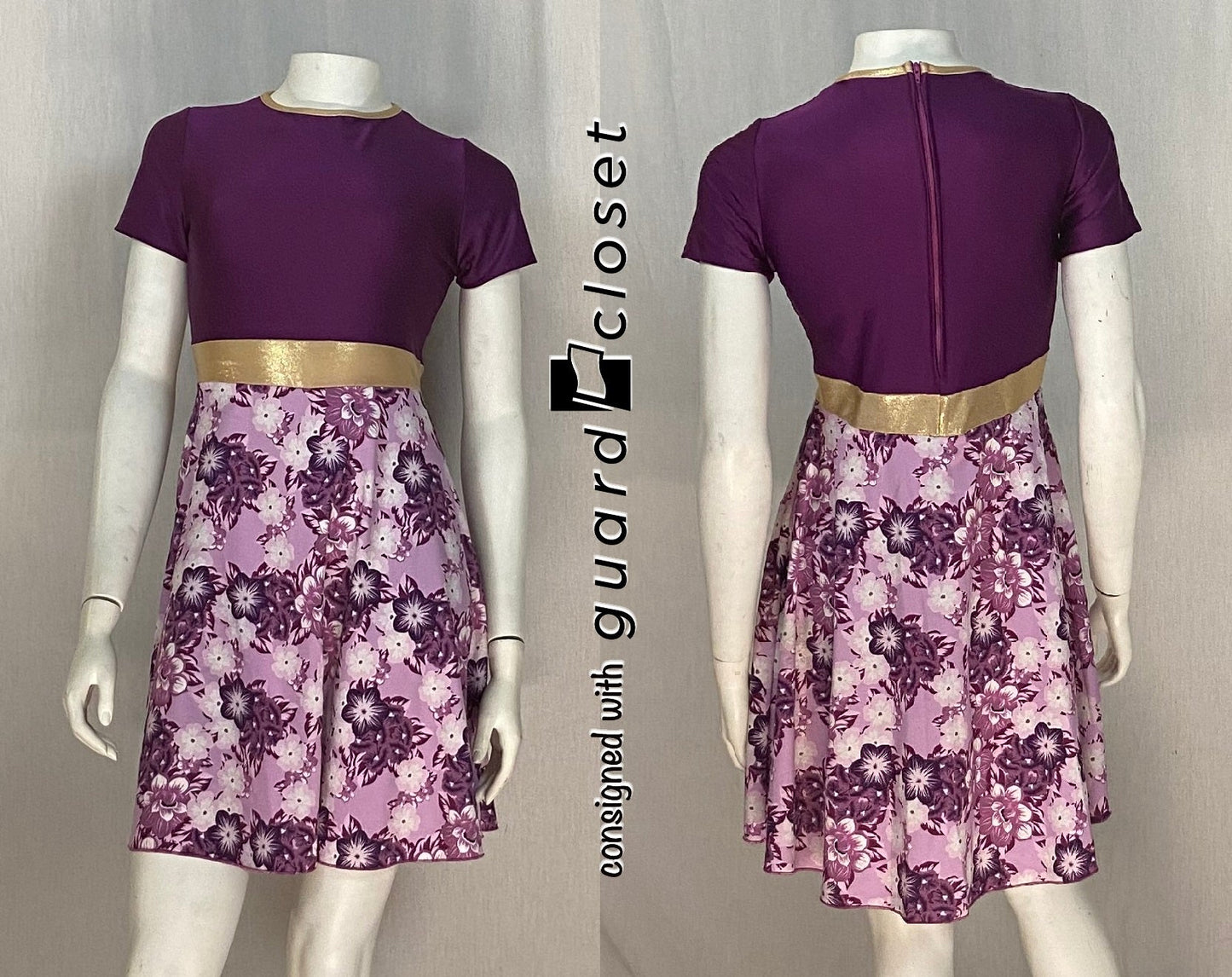 7 fuschia floral short sleeve dresses with built in shorts by Dance Sophisticates