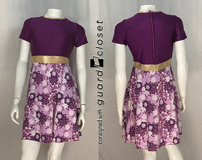 7 fuschia floral short sleeve dresses with built in shorts by Dance Sophisticates
