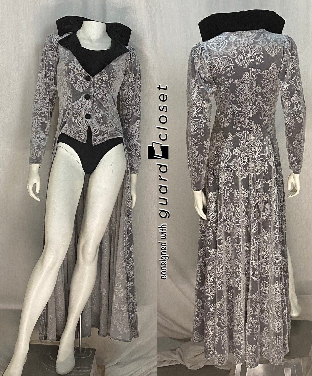 13 gray black long tail damask coats by Dance Sophisticates