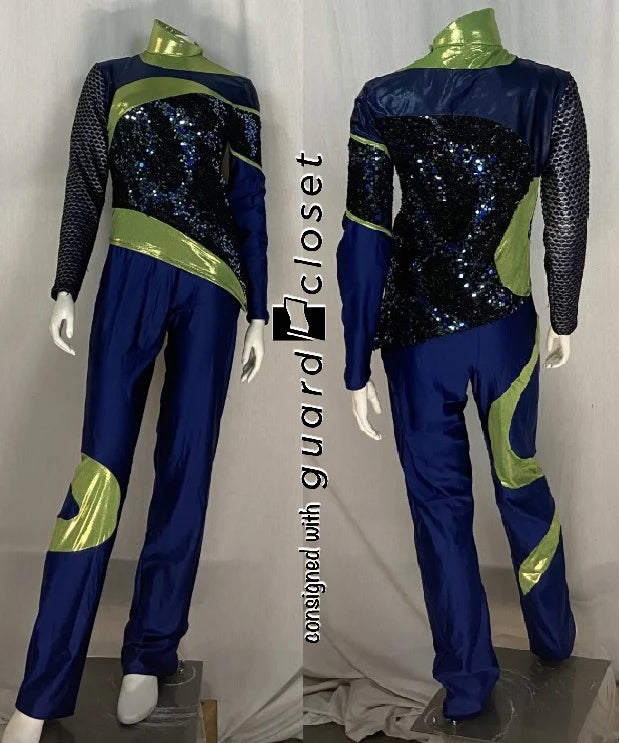 26 royal blue lime unitards + 1 royal blue lime bib unitard/top Creative Costuming & Designs