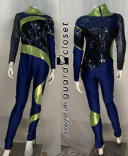 Load image into Gallery viewer, 26 royal blue lime unitards + 1 royal blue lime bib unitard/top Creative Costuming &amp; Designs
