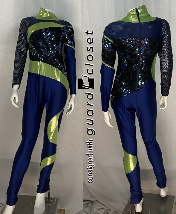 26 royal blue lime unitards + 1 royal blue lime bib unitard/top Creative Costuming & Designs