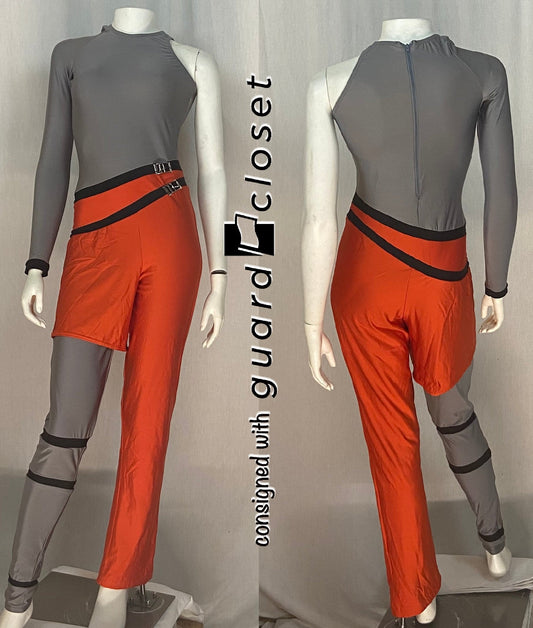 17 Orange Gray One Sleeve Unitards by FJM