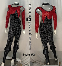 Load image into Gallery viewer, 36 total red/black/silver tail coat unitards- 6 styles
