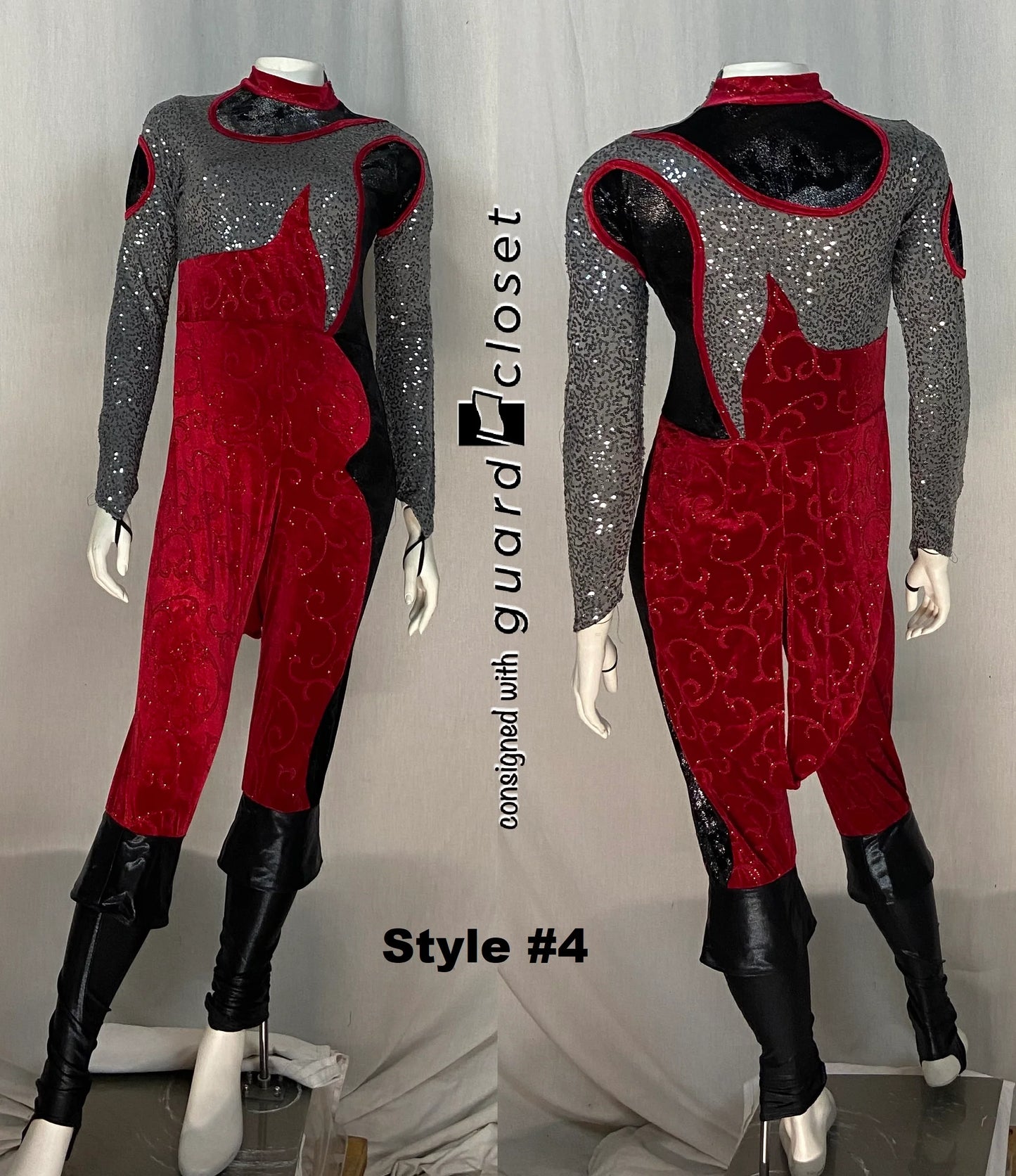 36 total red black silver tail coat unitards- 6 styles by Dance Sophisticates