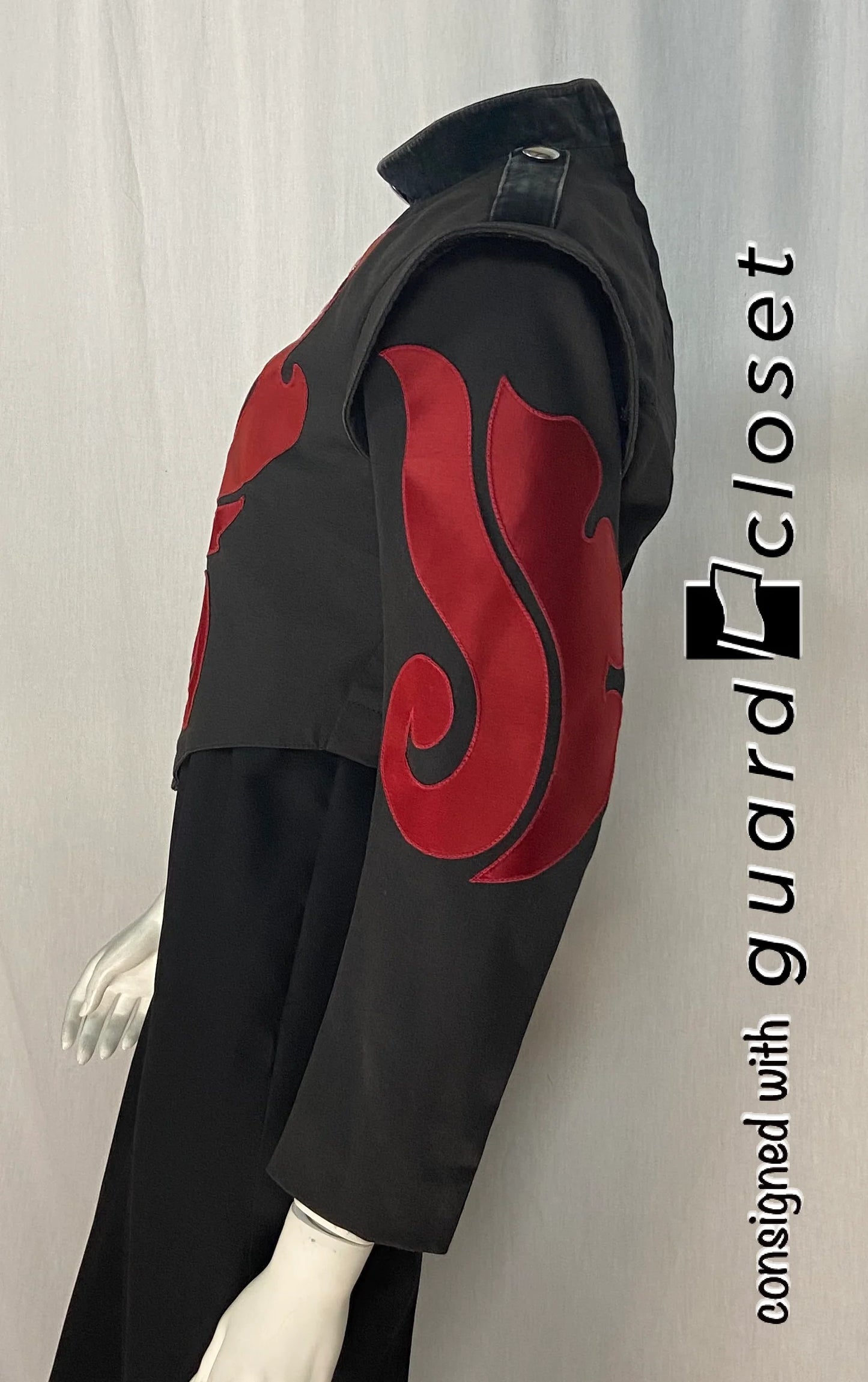 27 Black Jackets With Red Feather Plume Design by FJM