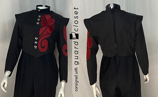 27 Black Jackets With Red Feather Plume Design by FJM