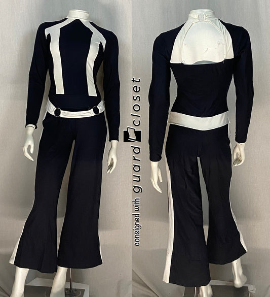 11 black white unitards w/attached belt by A Wish Come True