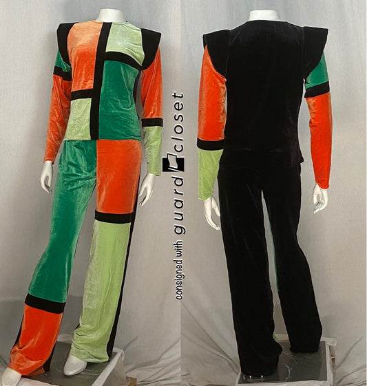 21 complete black orange green "Color Blocked" A Wish Come True long sleeve tops/pants