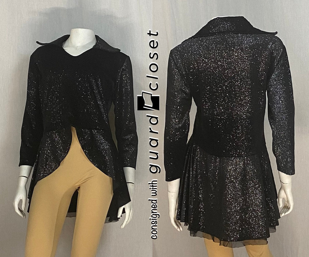 6 black sparkle smock tops