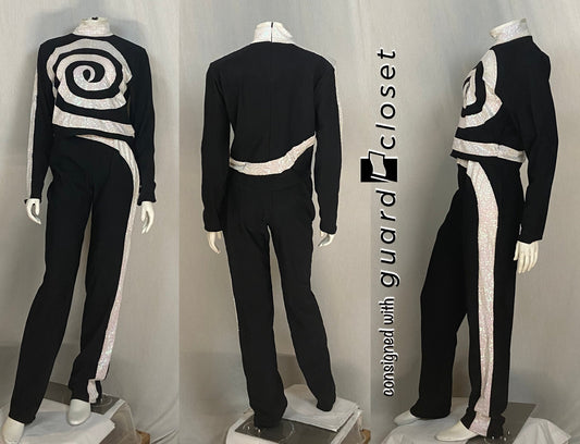 32 black white Vortex tops & pants with suspenders by A Wish Come True