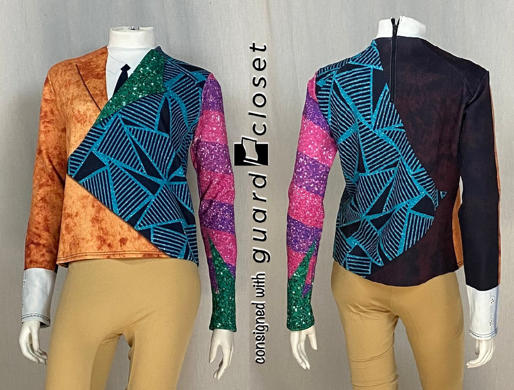 34 multicolor tuxedo motif performance tops