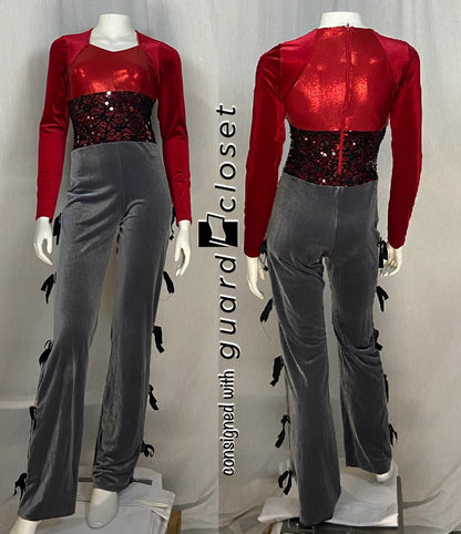 15 red charcoal unitards + 9 white toreador jackets by Creative Costuming & Designs