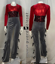 Load image into Gallery viewer, 15 red/charcoal unitards + 9 white toreador jackets

