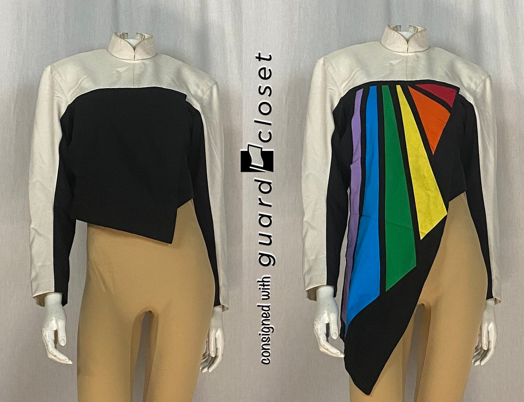 13 beige black jackets with rainbow multi color reveal panel Fred J. Miller