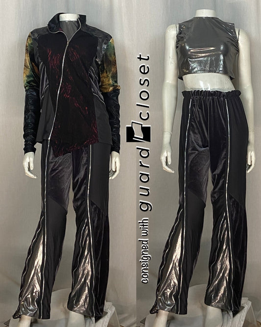 26 gray pants + 29 silver tops + 27 gray multicolor zip up jackets Creative Costuming & Designs