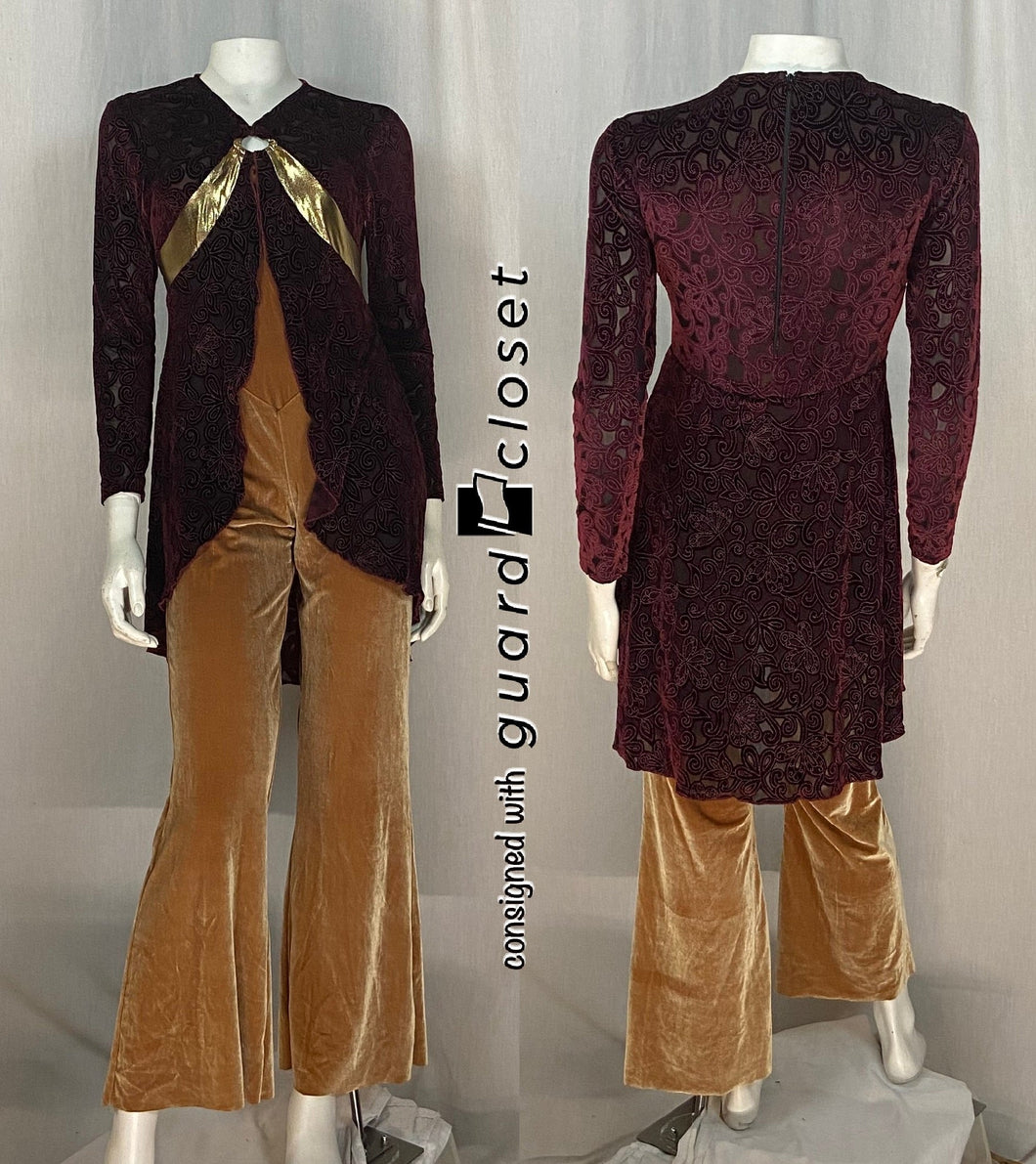 40 maroon tan long sleeve Algy unitards