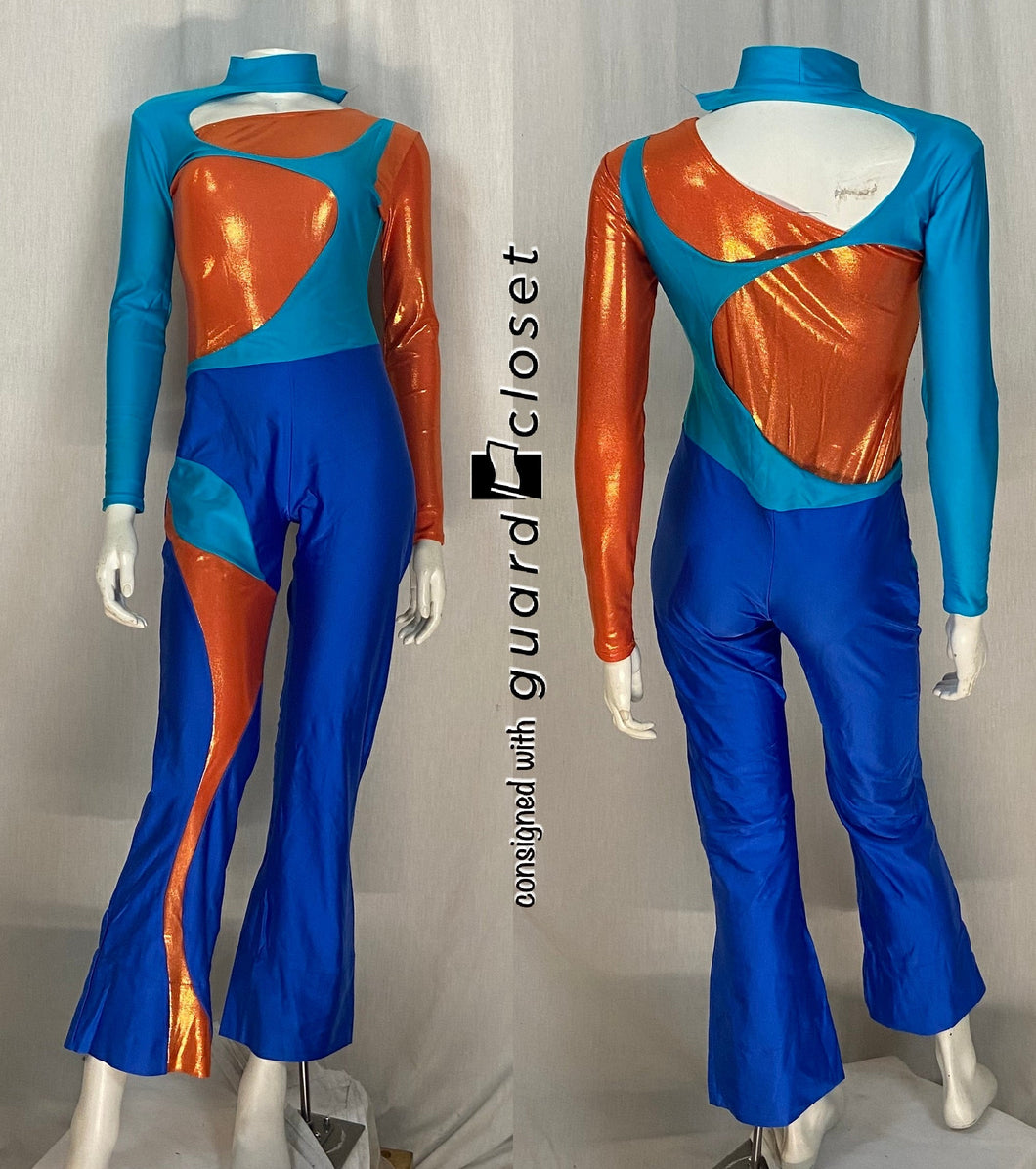 23 orange blue aqua long sleeve Baltogs unitards