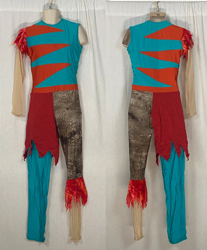 17 aqua orange beige brown one sleeve FJM unitards