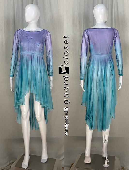 16 purple aqua sheer high low dresses