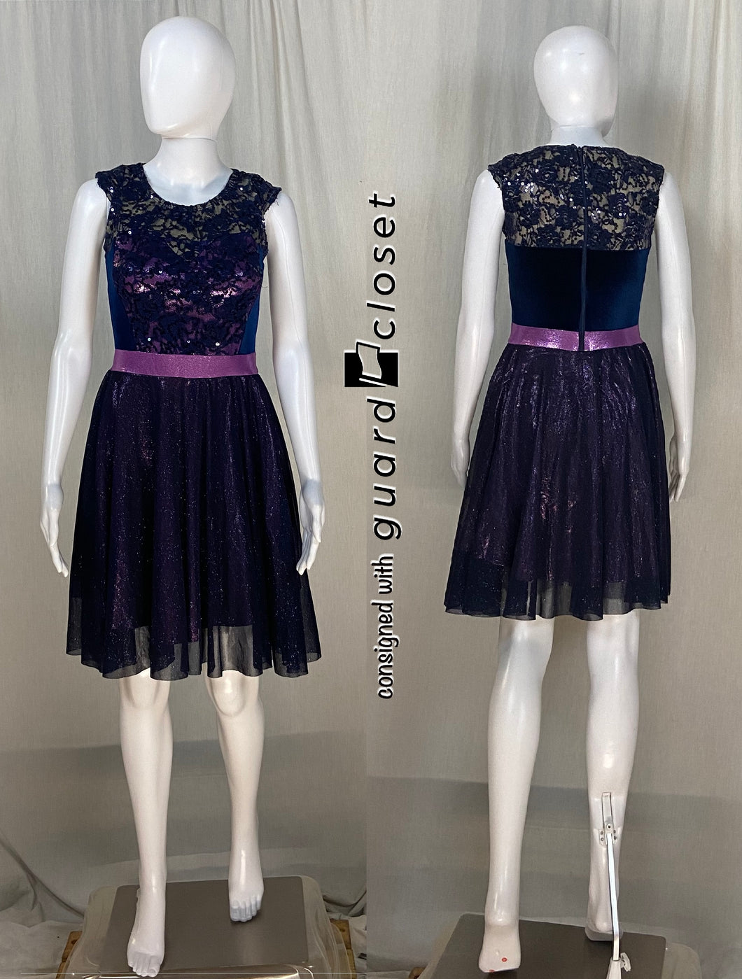 14 navy purple sleeveless knee length dresses