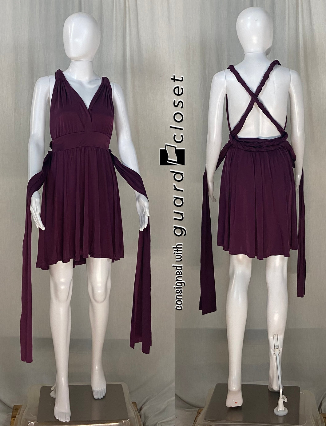 20 wine maroon eggplant sleeveless dresses with high waisted briefs