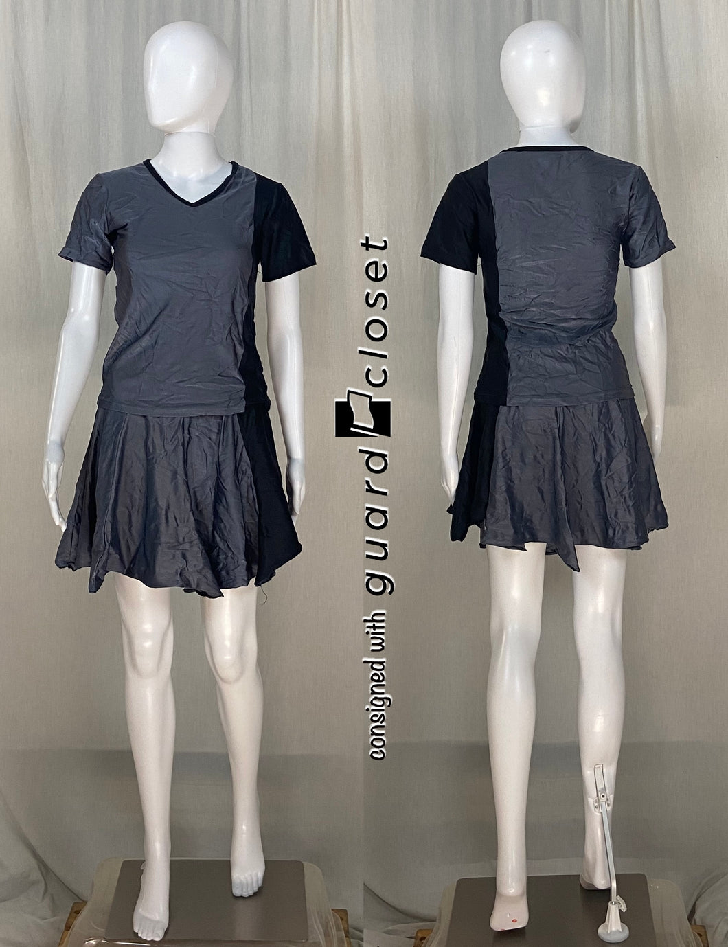 24 black gray short sleeve tops + 20 black gray skirts