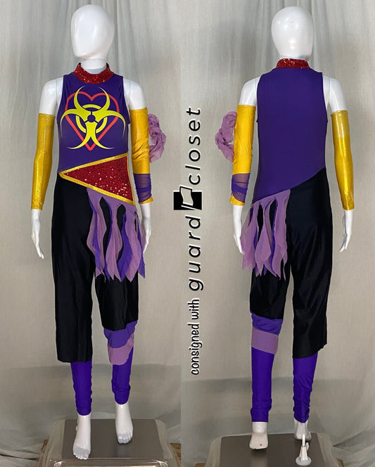 18 toxic heart purple black red sleeveless unitards by Creative Costuming & Designs