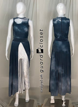 Load image into Gallery viewer, 13 gray white moon sleeveless skirted Kazara Designs unitards
