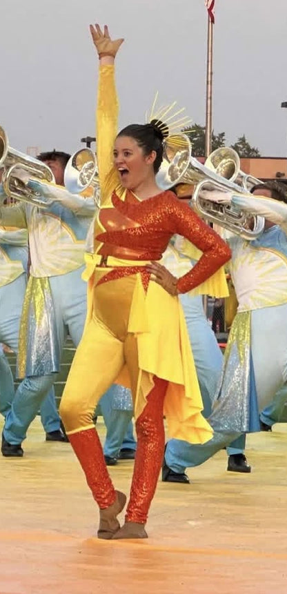 16 Orange Yellow Sun Fire Long Sleeve Unitards by Creative Costuming & Designs