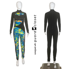 Load image into Gallery viewer, 21 Black Neon Multicolor Long Sleeve Unitards by Dance Sophisticates

