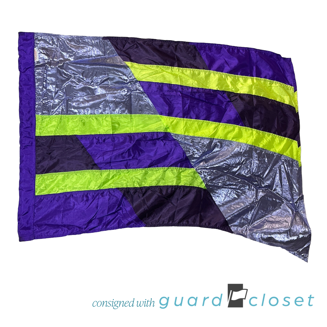 12 Shades of Purple and Neon Green Stripes Flags by American Band