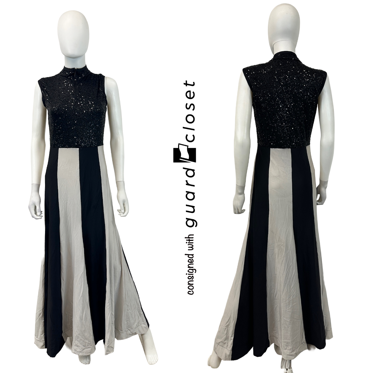 Black and gray micro sequin zip-front dresses | A Wish Come True | Set of 24