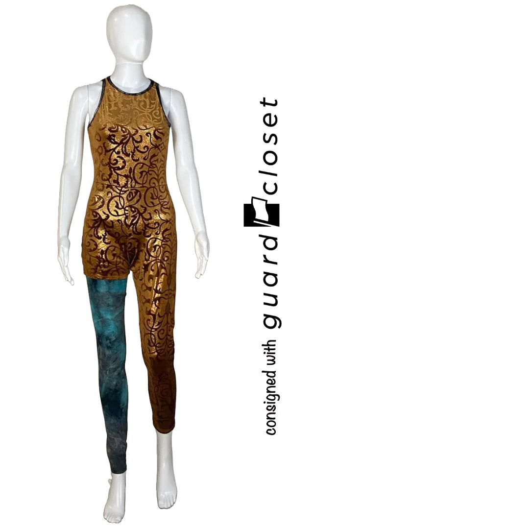 21 Bronze Patterned Sleeveless Single Leg Unitards with 16 Capes & 22 leg sleeves by Dance Sophisticates