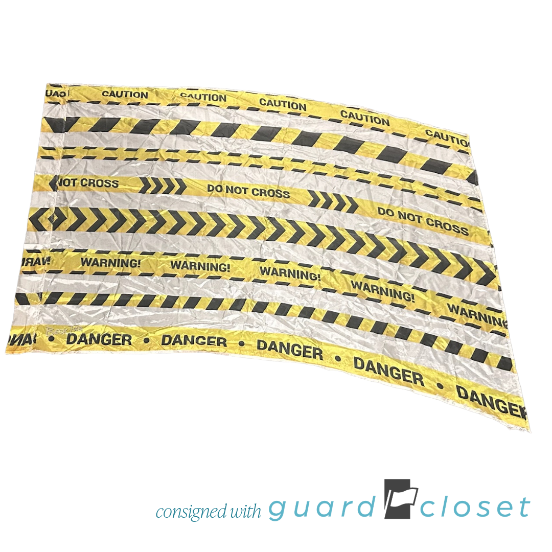 12 Yellow White Caution Tape Flags