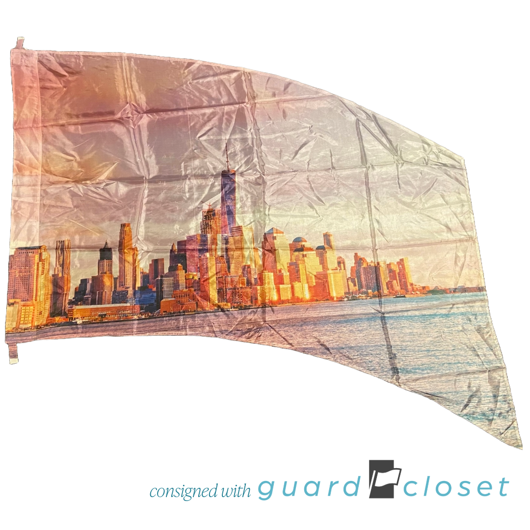 11 pink nyc cityscape skyline sunset flags