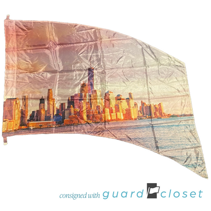 11 pink nyc cityscape skyline sunset flags