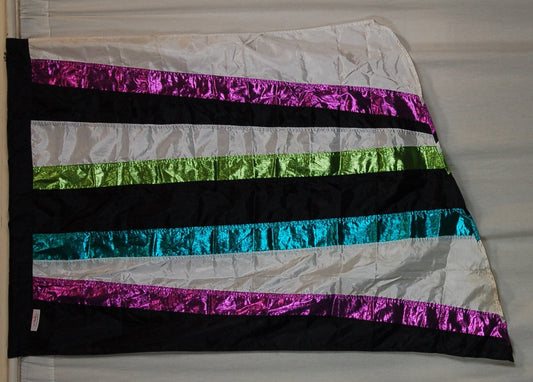 6 Purple Green White Black Horizontal Stripe Flags by Style Plus