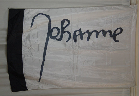 8 White Flags W/ Black Script