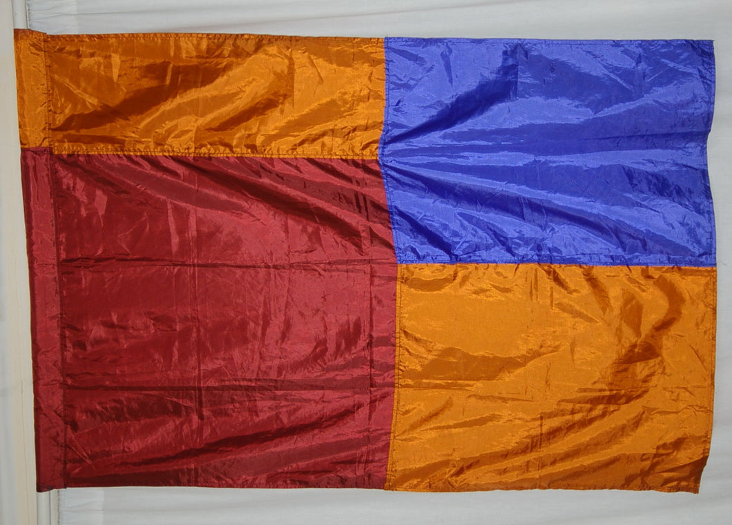 9 Brown/blue/copper block flags