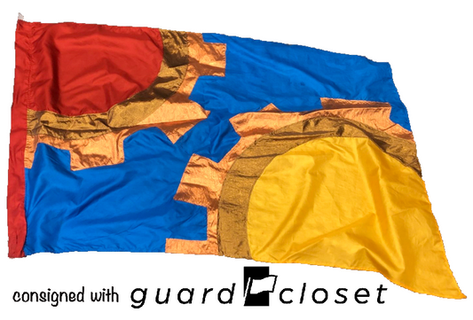 7 red yellow blue gold gears machine flags